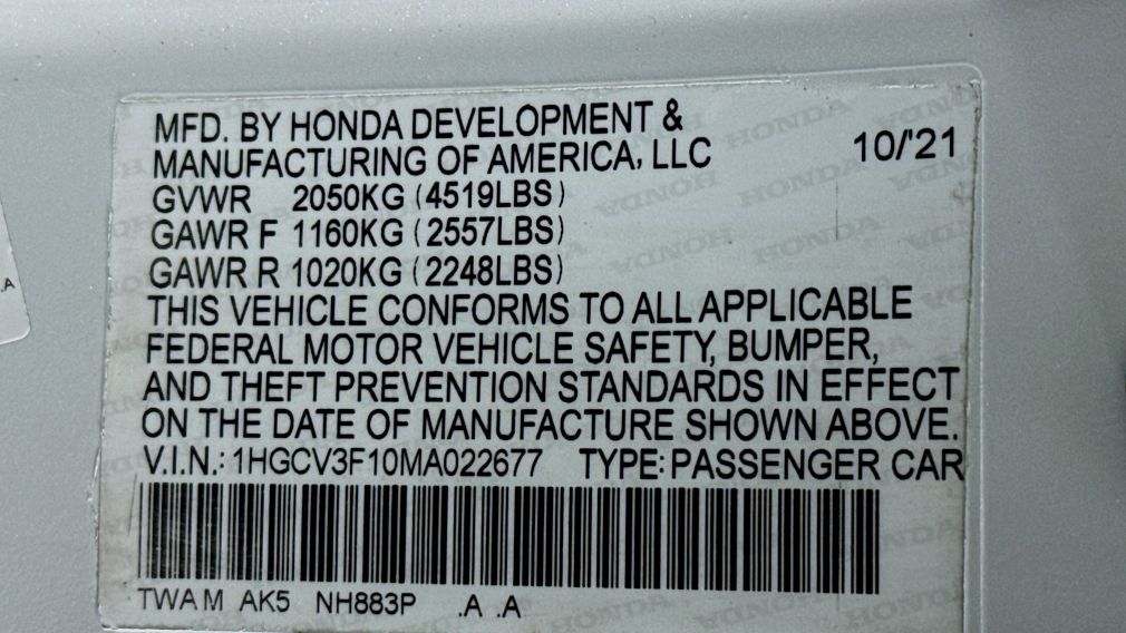 2021 Honda Accord Hybrid Base #33